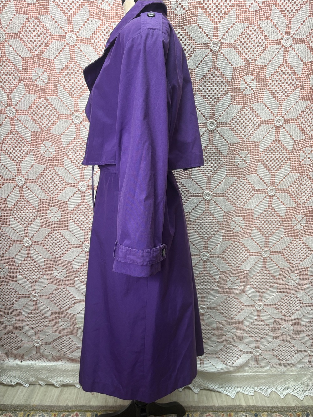 Vintage Northern Climate Purple Trench Coat Size 10 - Picture 9 of 16